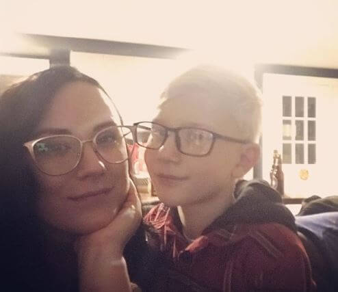 Jaxon Bieber with his mother, Erin Wagner.